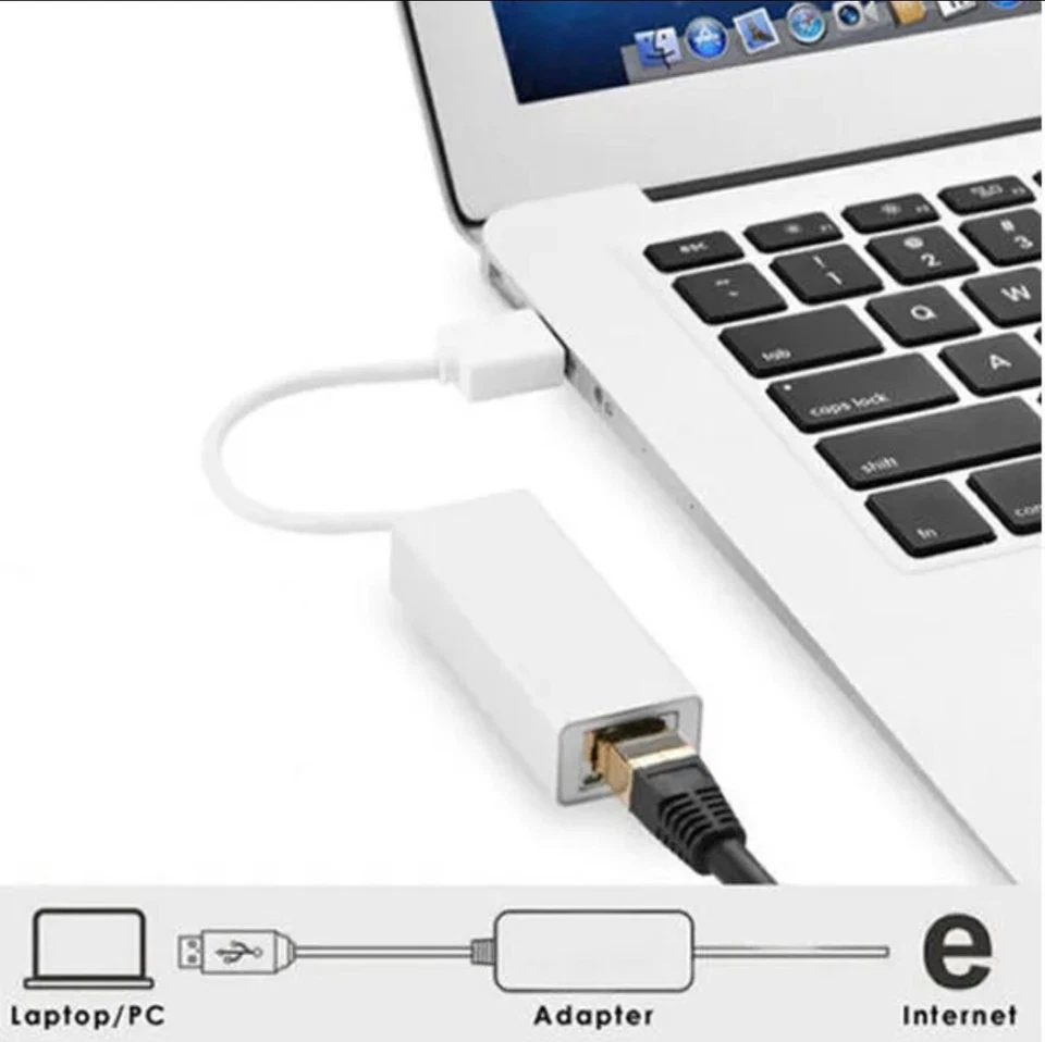 Adattatore usb 2.0 lan collegamenti cavo Ethernet RJ45 per Pc Notebook Computer - Immagine 3 di 4