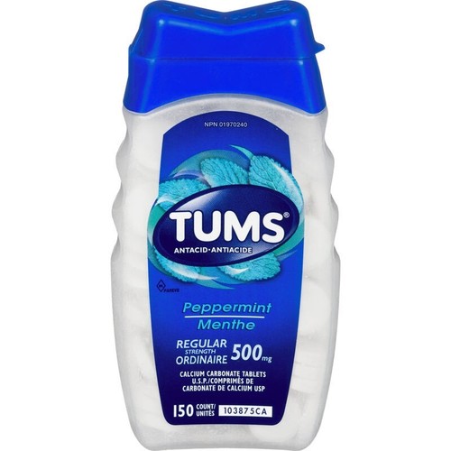 3x Tums Peppermint Regular Strength Antacid Peppermint 150ct 500mg Heartburn - Picture 3 of 3