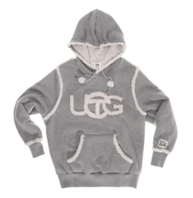 UGG x TELFAR Shearling Heather Grey Hoodie Size Small NEW