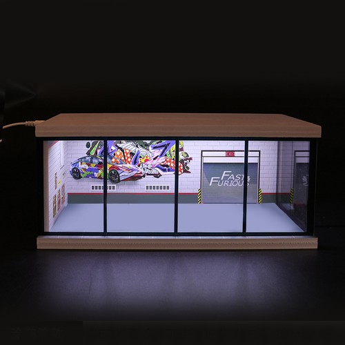 NEU 1/64 Auto Garage Modell LED Beleuchtung Auto Showroom Szene Display Modell Geschenk - Bild 10 von 23