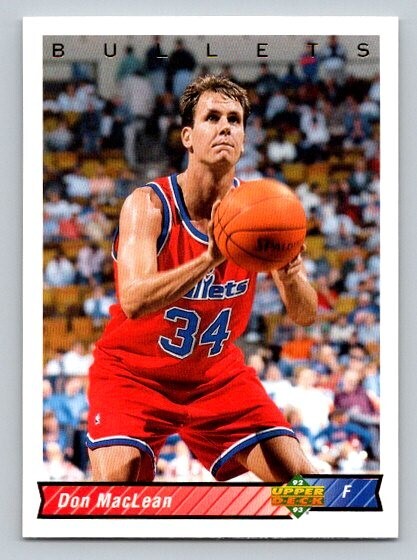 1992-93 Upper Deck Don MacLean #408 Rookie RC Washington Bullets