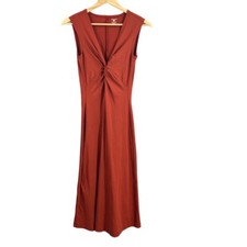 Patagonia Dress Orange Quick Dry Twist Front V-Neck Maxi Travel Easy Care XS