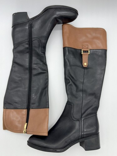Franco Sarto Boots Womens 5M Lizbeth Tall Knee High Black Leather Side Zip - Picture 2 of 5
