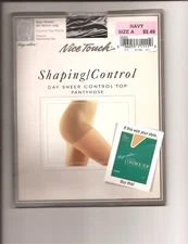 Nice Touch Shaping/Control Day Sheer Pantyhose Navy, Size A, New