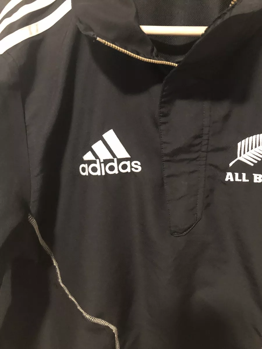 New Zealand All Blacks Adidas Rain Jacket Windbreaker Small Rugby j10
