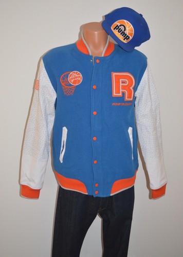 New Reebok Pump Varsity Jacket Blue 