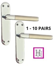 Door Handles Lever Latch Satin Nickel & Chrome Dual Finish Mitred Pairs D3