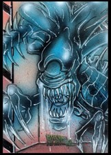 Back to Retro ALIEN QUEEN Original Sketch Card Painting by Bianca Thompson