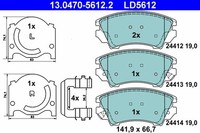 1X ATE 13.0470-5612.2 Bremsbelagsatz Scheibenbremse FüR Opel Vauxhall Saab Chevr