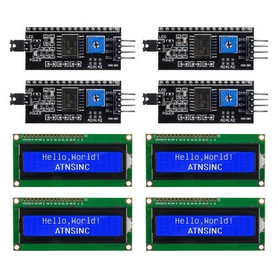 QCCAN 4-Pack 1602 LCD Display Module I2C Blue Screen Backlight 16x2...