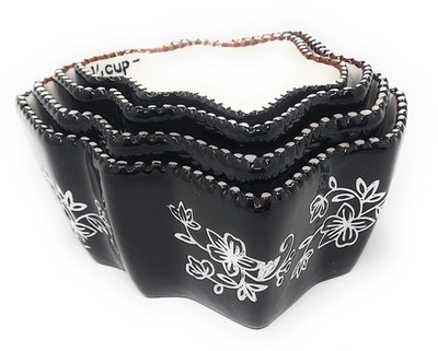 Temp-tations Measuring Cups,Nestable Nesting Stacking Floral Lace Black  T48067
