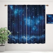 Kids Space Galaxy Curtains for Boys Bedroom 42Wx63H Inch Rod Pocket Outer Space