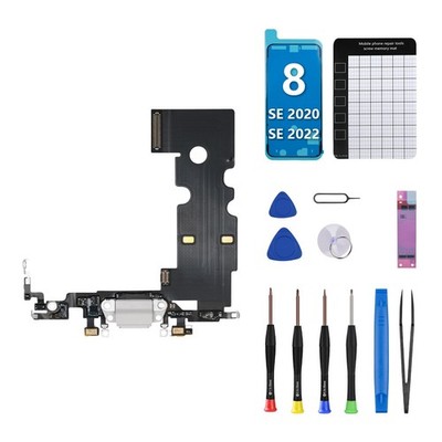 for iPhone 8 Charging Port OEM White Headphone Jack USB Replacement Charge Do...