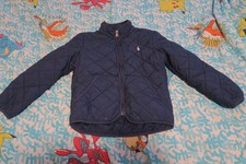 Polo Ralph Lauren Zip Button Jacket Quilted Blue Diamond Pony Size 5 Youth
