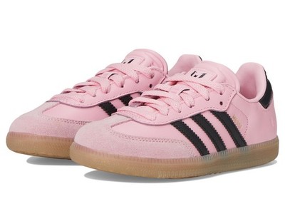 Adidas Samba Messi Kids' Junior Leather Low-Top Sneaker - Light Pink/Black/Gum