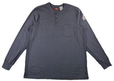 Bulwark FR Long Sleeve Henley Cat2 2112 Grey Cotton 8.9 ATPV Men  s XL