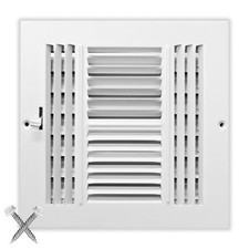 12x12 White Stamped Steel Louvered Supply Grille with SmoothGlide Technology
