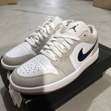 Nike Air Jordan 1 Low Midnight Navy Neutral Grey 553558-146 Men's Size 7.5  New