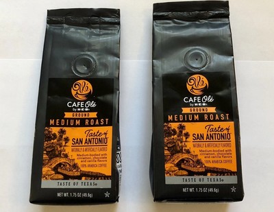 HEB (2) 1.75oz Taste Of San Antonio CAFE Ole  H-E-B Coffee Grounds Medium Roast