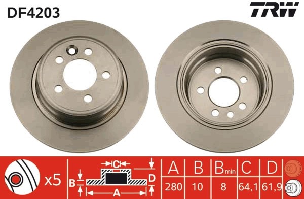 2X TRW Bremsscheibe DF4203 FüR ZT MG RJ 75 Rover 16V 160 180 190 Cdti 1 Tourer-image