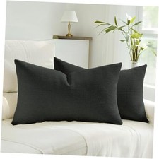 Throw Pillow Covers 12x20 Inch Set of 2,Boho 20" x 12" Pack of 2 Black