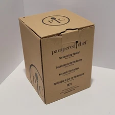 New Pampered Chef White Ceramic Egg Cooker Microwave 1529