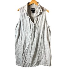 TAHARI Dress 100% Linen Women’s XL Sleeveless Lightweight Minimalist Lagenlook