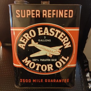AERO EASTERN MOTOR OIL Can 2 Gallon Can two gal Christenson Oil Co. Portland