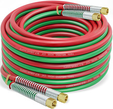 50 FT 1/4" Oxy Acetylene Welding Hose with 9/16"-18 B Fittings Grade R, Rubber