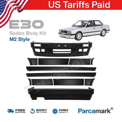 BMW E30 Sedan Full Body Kit   M2 Style Front Rear Bumper & Side Skirt Set (1982 