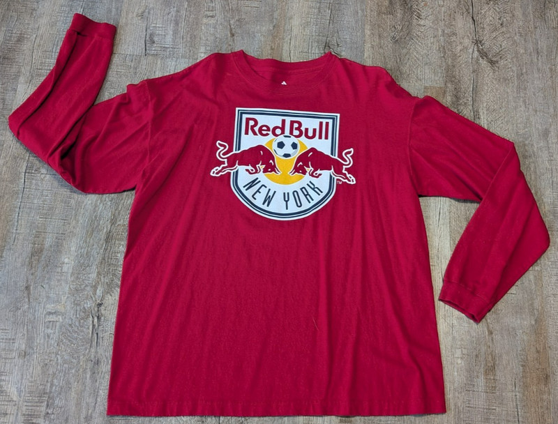 New York Red Bulls Adidas Men's Size Large Long Sleeve T-Shirt MLS Soccer Logo