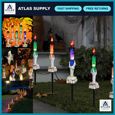 5 Pack Skull Candle Lights - Battery Operated Waterproof Halloween Decor, Timer,