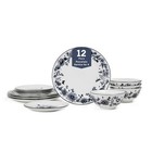 Esme 12-Piece Dinnerware Set Porcelain, Plates and Bowls Set, Dish Set for 4,...