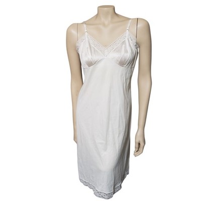 Vintage 70s Vanity Fair Ivory White Slip Night Gown Shirt Womens Size 38 Large
