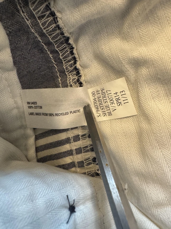 Pantalones Cortos GapKids Niños Talla 12 Gris Blanco Rayas Chino 100% Algodón Verano 26x7 Foto 3 de 4