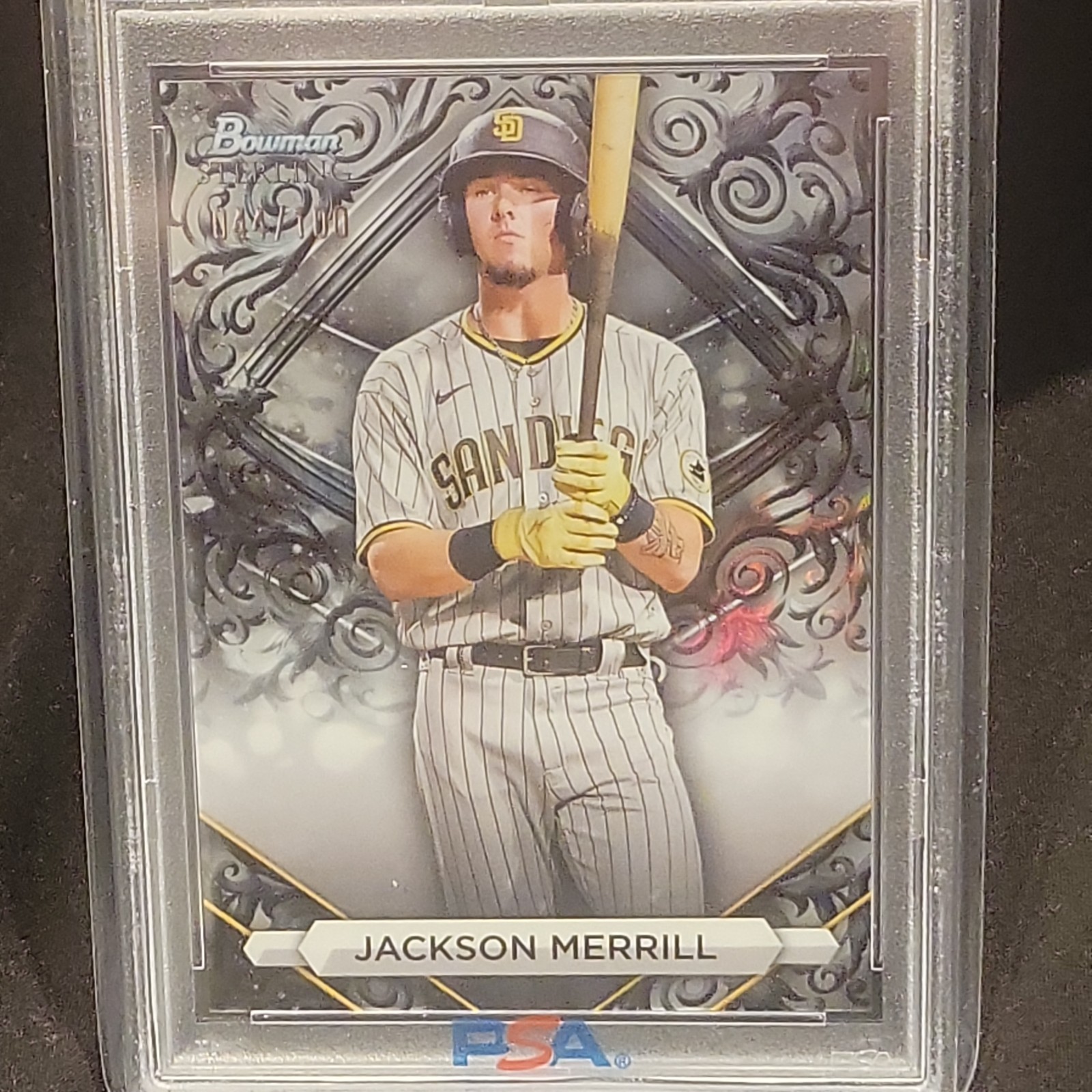2023 Bowman Sterling Jackson Merrill /100 Silver Refractor RC PSA 10 #BSP56 view 4