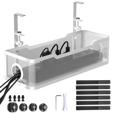Under Desk Cable Management Tray White, Wire Organizers No Drill, Cable Tray ...