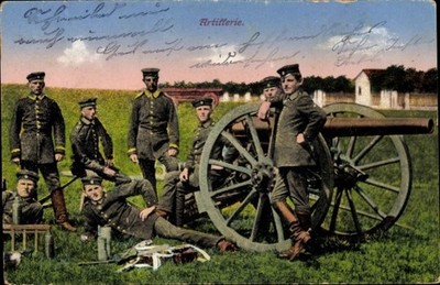 Ak Artillerie, Deutsche Soldaten mit Geschütz, Neu Ulm - 4888795