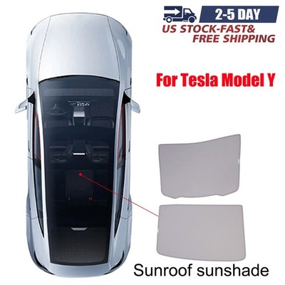 For 2025 Tesla Model Y Glass Roof Sunshade UV Reflection Heat Blocking Shade 2pc