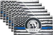 6pcs Thin Blue Line Flag Code 4 Car Sticker Decal Police Support American Flag