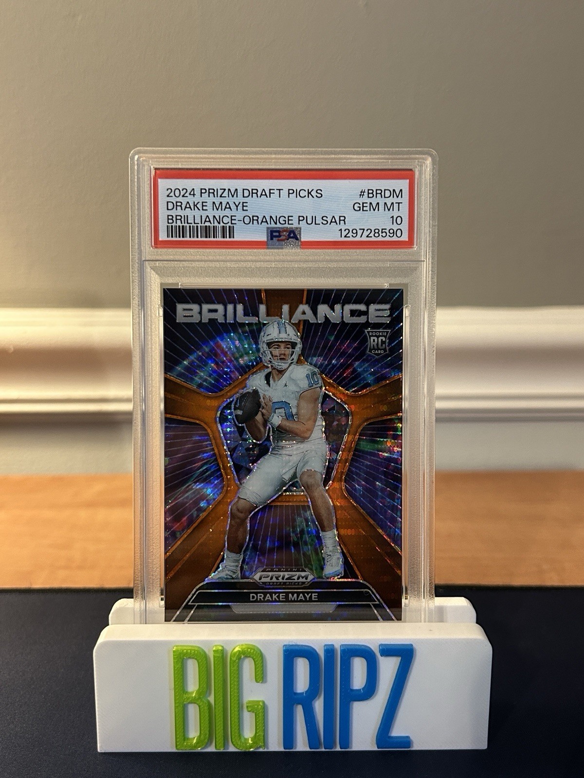 Drake Maye Panini Prizm Draft Picks Brilliance #BRDM Orange Pulsar