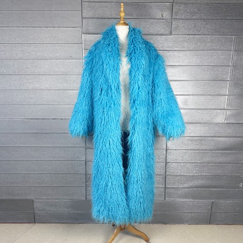 Abrigo de invierno de lana de playa de imitación de piel, extra largo, sobre la rodilla, dama - Imagen 36 de 41