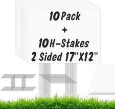 10Pcs Blank Yard Signs with Stakes, 17X12Inch White Garden Yard Signs Yard Sale