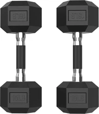 HEX Dumbbell Set 2.5-125Lb, Rubber Encased Home Gym Dumbbells, Exercise & Fitnes