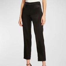 St. John Size 8 Liquid Satin Side Zip Cropped Pants