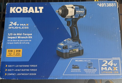 #ad Kobalt 24V 1 2quot; Brushless Impact Wrench w Battery amp; Charger KIW 4024A 03 $174.00