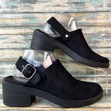 Bzees Clogs Womens 7.5M Black Shoes Slingback Adjustable Strap Comfort Casual