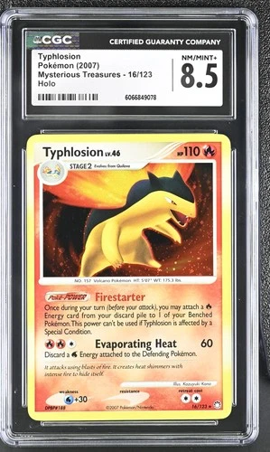 CGC 8.5 Typhlosion 2007 Mysterious Treasures 16/123 Holo Pokemon Card