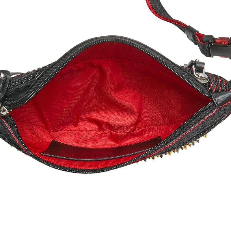 Christian Louboutin studded body bag waist black red canvas