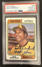 1974 Topps Dave Winfield Autographed Rookie PSA 6 10 Auto #456 Padres